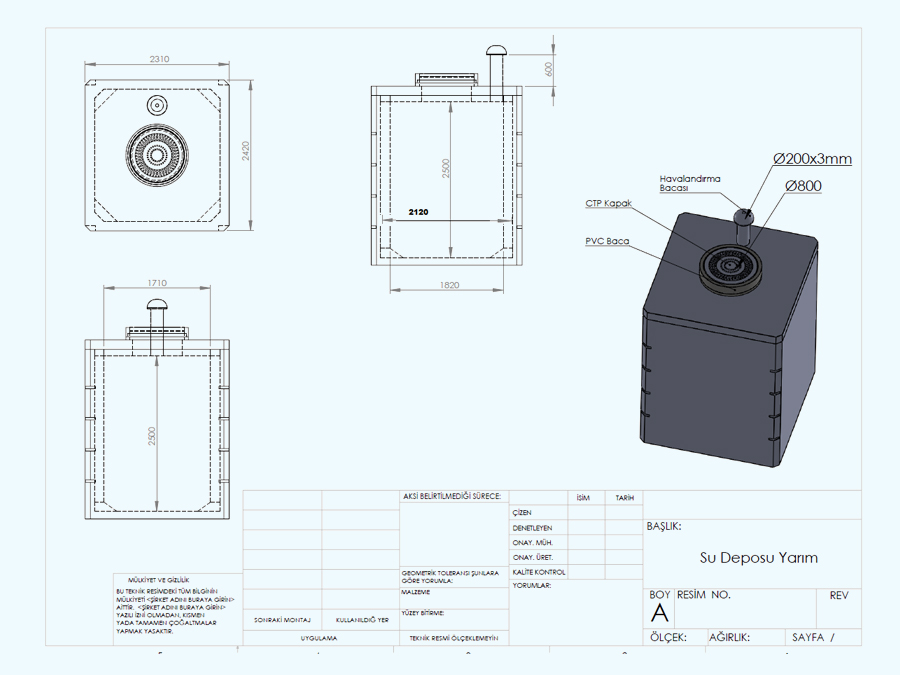 10 m3 Prefabrik Betonarme Su Deposu