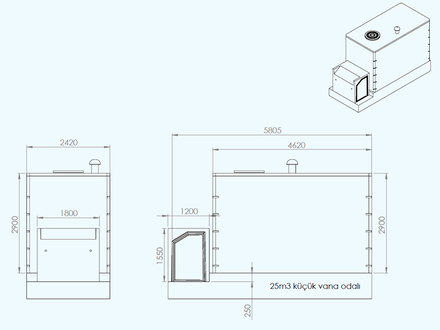 25 m3 Prefabrik Betonarme Su Deposu