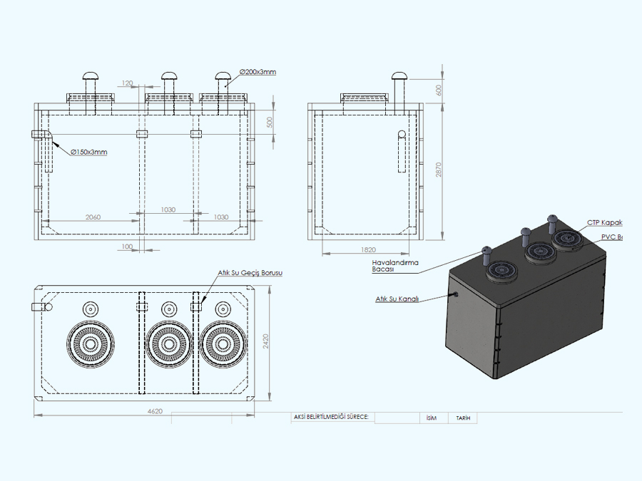 3 Bölümlü Betonarme Foseptik Depo